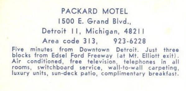 Packard Motel - Old Postcard
